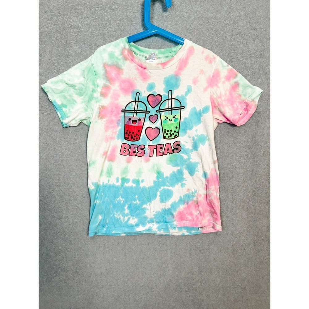 Port & Company Kids Bes Teas Boba Tie Dye T-Shirt Youth Medium Pink Blue Green